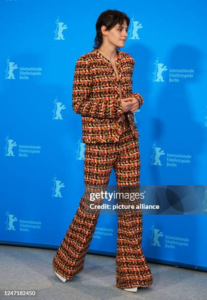 February 2023, Berlin: Jury President and actress Kristen Stewart arrives for the International Jury Photocall. The 73rd International Film Festival...