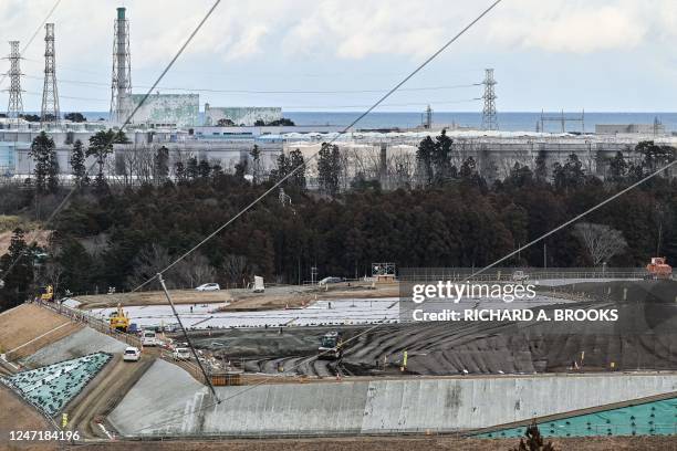 This photo taken on February 14, 2023 shows a site where soil contaminated by the 2011 nuclear accident at the Fukushima Daiichi nuclear power plant...