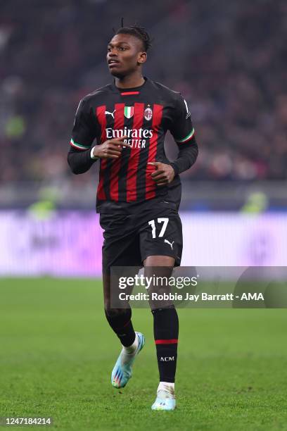 Rafael Leao of AC Milan during the UEFA Champions League round of 16 leg one match between AC Milan and Tottenham Hotspur at Giuseppe Meazza Stadium...