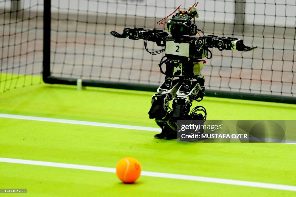 Robokeeper A goalkeeper robot in action during a test before the RoboCup 2011 in ...