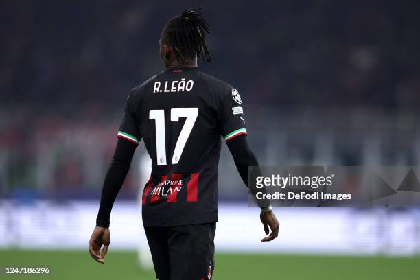 Rafael Leao of Ac Milan looks on during the UEFA Champions League round of 16 leg one match between AC Milan and Tottenham Hotspur at Giuseppe Meazza...