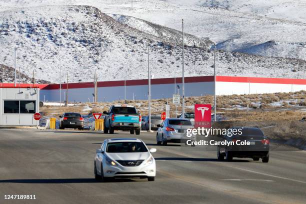 Sparks, NevadaJan. 31, 2023One of three entrances to the Tesla factory at the Tahoe-Reno Industrial Center, which is billed as the worlds largest...