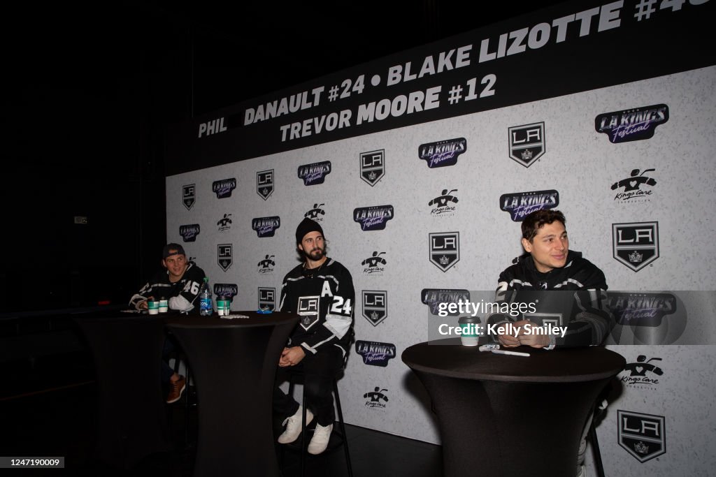 Blake Lizotte of the Los Angeles Kings, Phillip Danault and Trevor Blake Lizotte of the Los Angeles Kings, Phillip Danault and Trevor