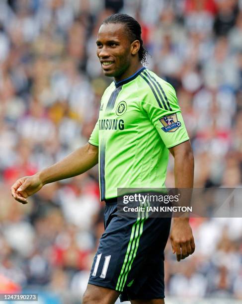 Chelsea's Ivorian striker Didier Drogba gestures during the English Premier League football match between West Bromwich Albion and Chelsea at The...