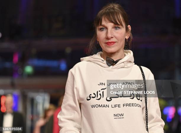German actress Meret Becker arrives on the red carpet for the premiere of the film "She Came To Me" presented in the Berlinale Special Gala section,...