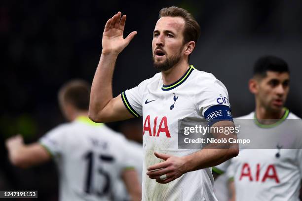 Harry Kane of Tottenham Hotspur FC reacts during the UEFA Champions League round of 16 football match between AC Milan and Tottenham Hotspur FC. AC...