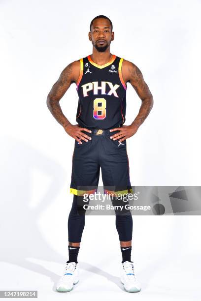 Terrence Ross of the Phoenix Suns poses for a portrait on February 15 at the Footprint Center in Phoenix, Arizona. NOTE TO USER: User expressly...