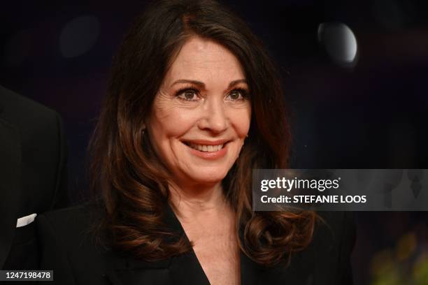 German actress Iris Berben arrives on the red carpet for the premiere of the film "She Came To Me" presented in the Berlinale Special Gala section,...