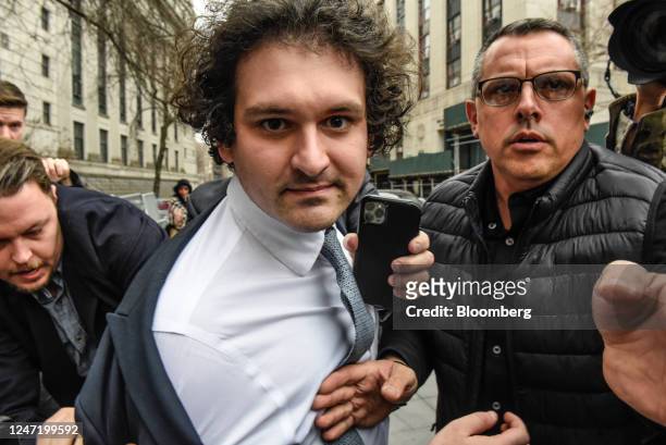 Sam Bankman-Fried, co-founder of FTX Cryptocurrency Derivatives Exchange, departs from court in New York, US, on Thursday, Feb. 16, 2023. US...