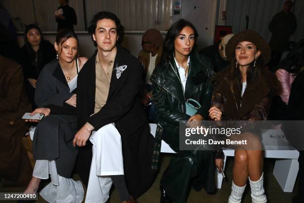 Faiith Henson, Jorge Arango Kure, Gabriella Berdugo and Mina Habchi attend the Mithridate AW23 Show at The Old Truman Brewery on February 16, 2023 in...