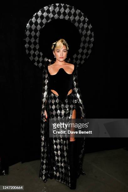 Florence Pugh attends the Harris Reed show at the Tate Modern on February 16, 2023 in London, England.