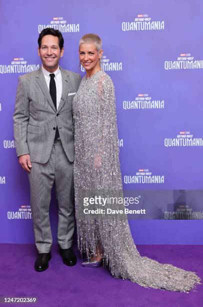 Paul Rudd and Evangeline Lilly attend the UK Gala Screening of "Ant-Man And The Wasp: Quantumania" at the BFI IMAX Waterloo on February 16, 2023 in...