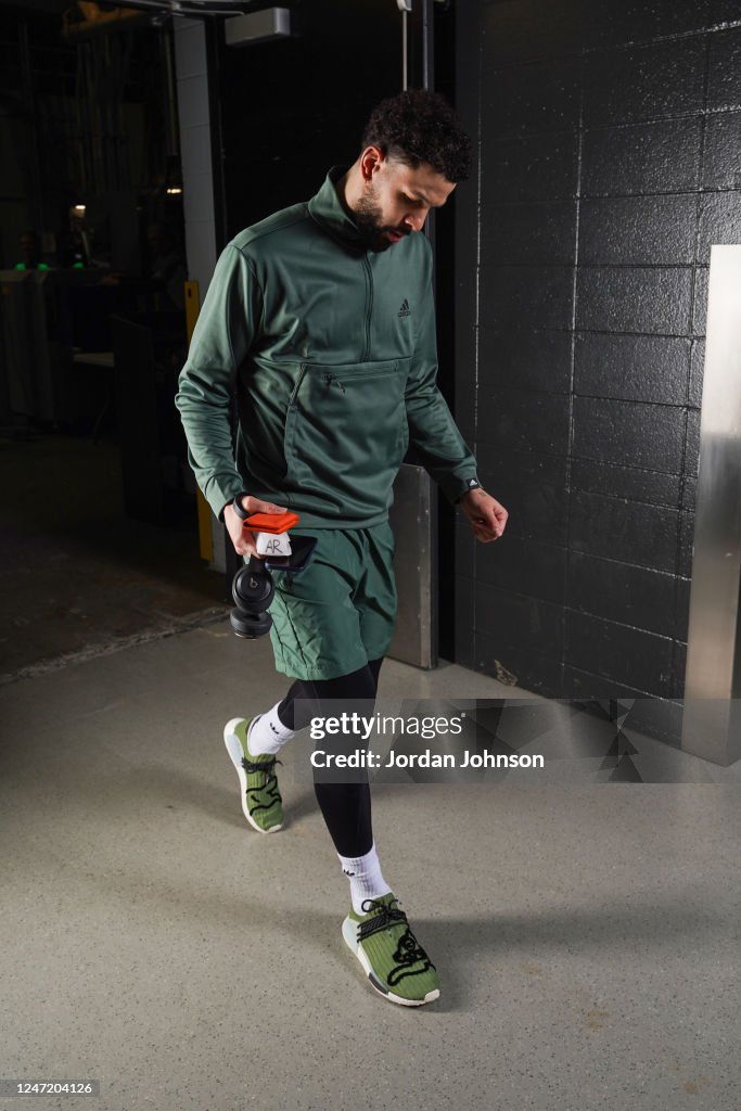 Austin Rivers Wolves Austin Rivers of the Minnesota Timberwolves arrives before the game ...