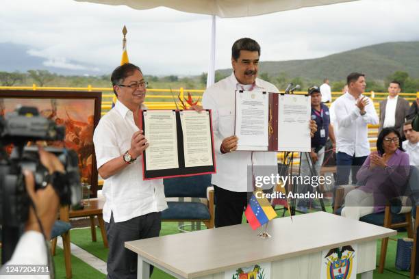 President of Colombia Gustavo Petro , and President of Venezuela Nicolas Maduro , hold their third meeting in less than six months in Cucuta, Norte...