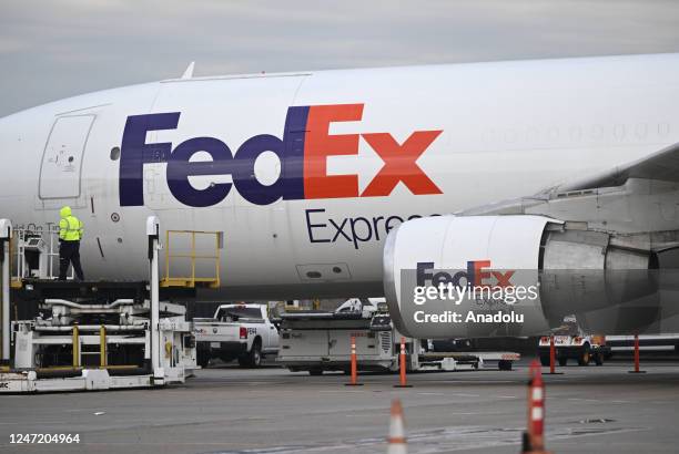 In this photo FedEx logo is seen in Washington D.C., United States on February 16, 2023.