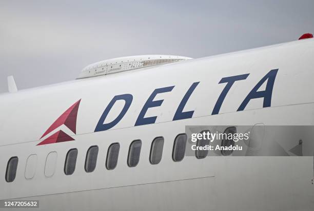 In this photo DELTA Air Lines logo is seen on a passenger plane, in Washington D.C., United States on February 16, 2023.