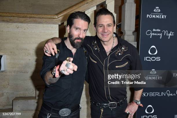 Alec Voelkel and Sascha Vollmer of the band The BossHoss during the "Berlin Opening Night 2023 on the occasion of the 73rd Berlinale International...