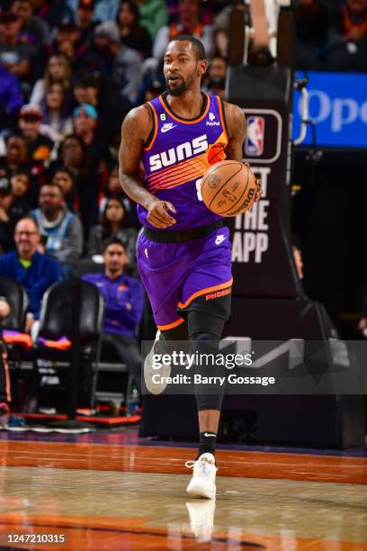 Terrance Ross of the Phoenix Suns goes to the basket during the game on Febuary 16, 2023 at Footprint Center in Phoenix, Arizona. NOTE TO USER: User...