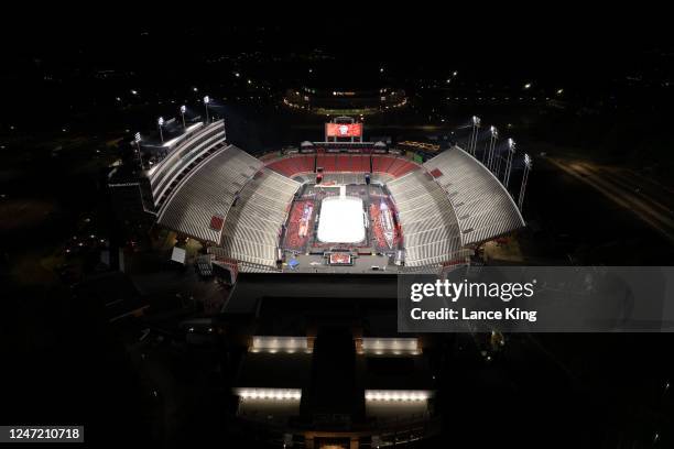 An aerial view of Carter-Finley Stadium ahead of the NHL Stadium Series on February 16, 2023 in Raleigh, North Carolina.