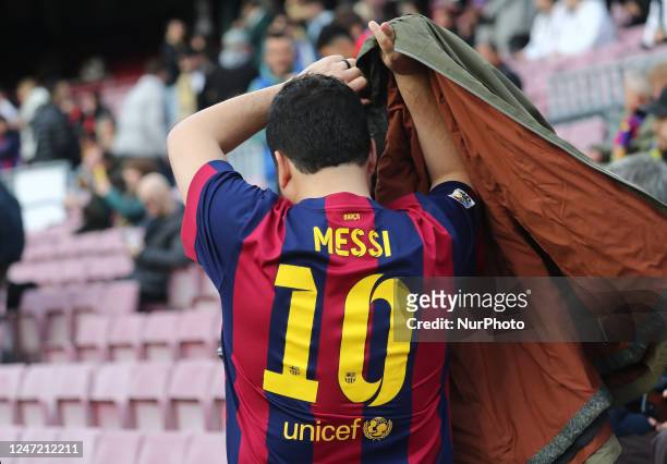 Messi supporter during the match between FC Barcelona and Manchester United FC, corresponding to the Knockout Round Play-offs of the UEFA Europa...