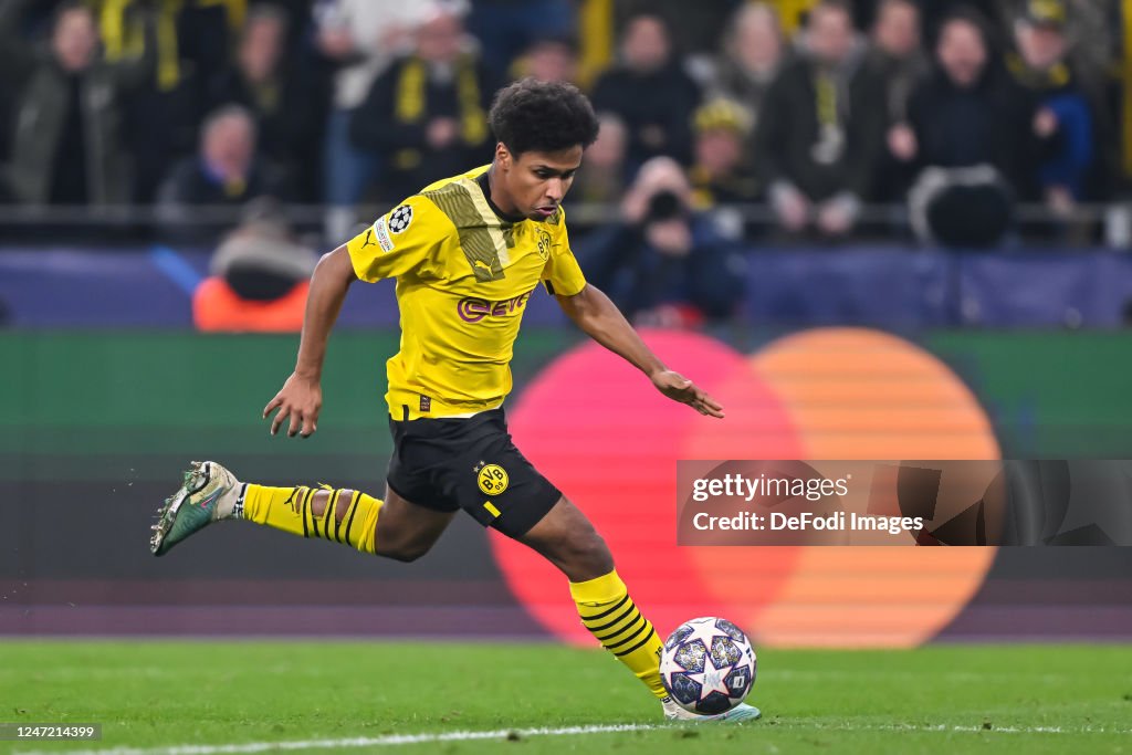 Adeyemi Running Karim Adeyemi of Borussia Dortmund controls the Ball during the UEFA ...