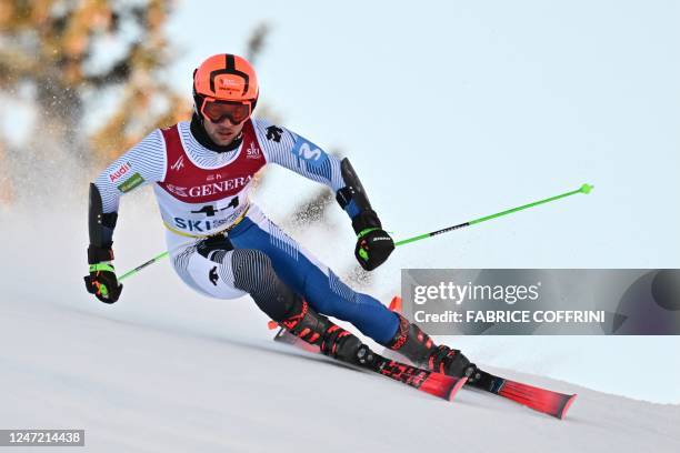 Spain's Albert Ortega competes during the first run of the Men's Giant Slalom event of the FIS Alpine Ski World Championship 2023 in Courchevel,...