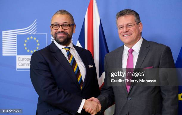 British Secretary of State for Foreign, Commonwealth and Development Affairs James Spencer Cleverly TD VR is welcomed by the Vice-President of the...