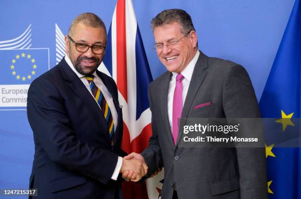 British Secretary of State for Foreign, Commonwealth and Development Affairs James Spencer Cleverly TD VR is welcomed by the Vice-President of the...