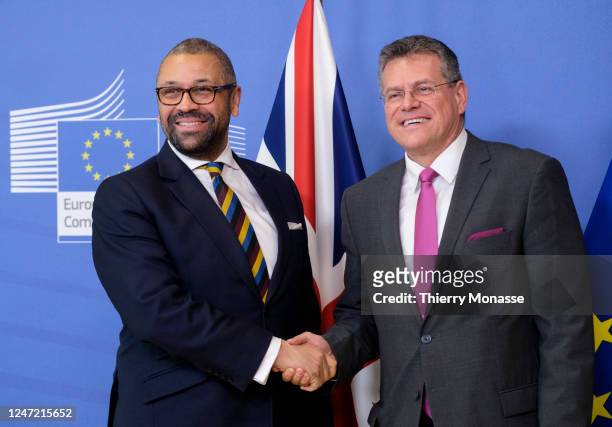 British Secretary of State for Foreign, Commonwealth and Development Affairs James Spencer Cleverly TD VR is welcomed by the Vice-President of the...