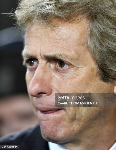 Benfica's headcoach Jorge Jesus looks on prior to UEFA Europa League, round of 32, football match VfB Stuttgart vs Benfica at the Mercedes-Benz Arena...