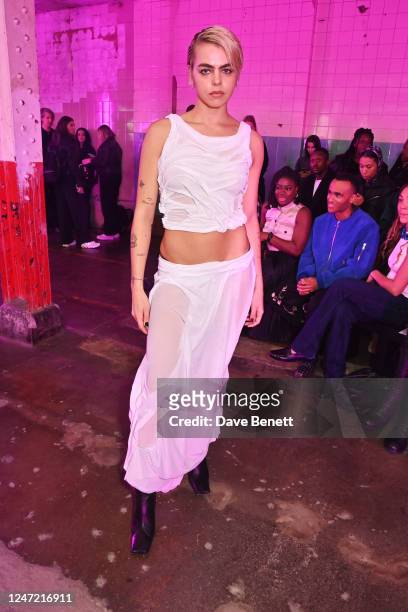 Bee Beardsworth attends the Fashion East front row during London Fashion Week February 2023 at The Truman Brewery on February 17, 2023 in London,...