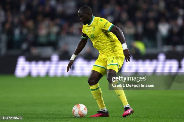 Moussa Sissoko of Fc Nantes controls the ball during the UEFA Europa League knockout round play-off leg one match between Juventus and FC Nantes at...