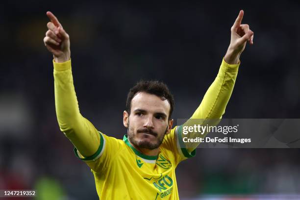Pedro Chirivella of Fc Nantes gestures after the UEFA Europa League knockout round play-off leg one match between Juventus and FC Nantes at Allianz...