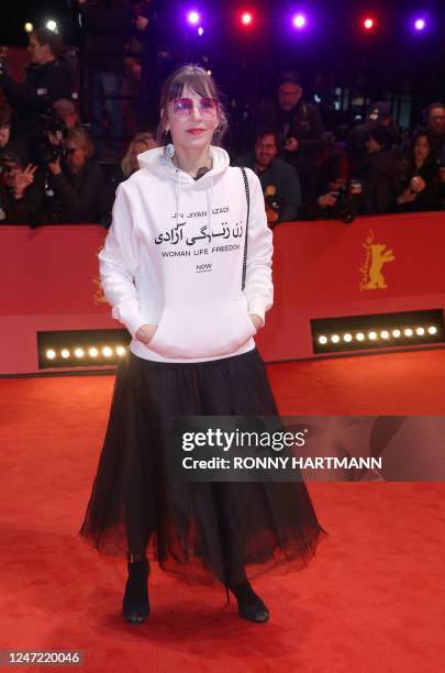 German actress Meret Becker arrives on the red carpet for the premiere of the film "She Came To Me" presented in the Berlinale Special Gala section,...