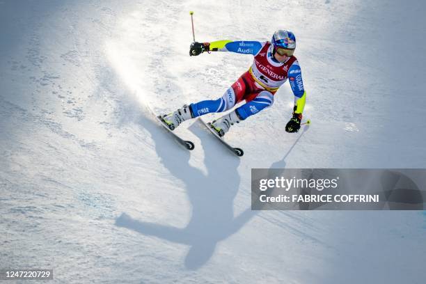 France's Alexis Pinturault competes during the second run of the Men's Giant Slalom event of the FIS Alpine Ski World Championship 2023 in...