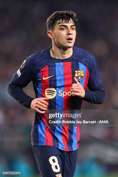 Pedri of FC Barcelona during the UEFA Europa League knockout round play-off leg one match between FC Barcelona and Manchester United at Spotify Camp...