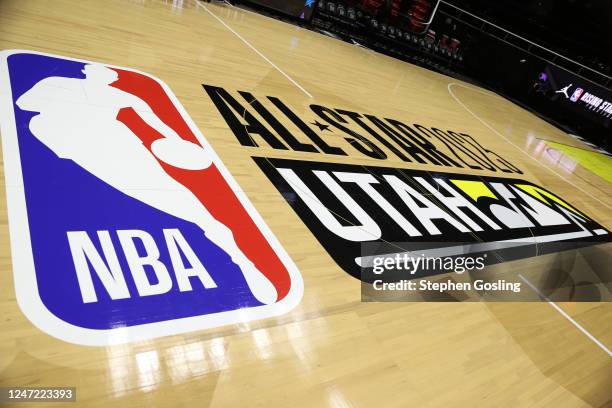 Generic photograph of the court decal during Rising Stars Practice as part of 2023 NBA All Star Weekend on Friday, February 17, 2023 at the Jon M....