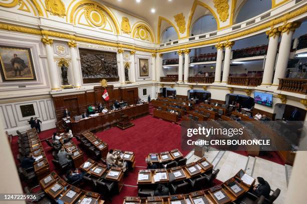 General view of the plenary session of Congress where the 130 representatives in the unicameral chamber of legislators debate on February 17 whether...