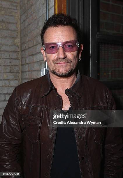 Singer Bono attends "A Dangerous Method" party hosted by GREY GOOSE Vodka at Soho House Pop Up Club during the 2011 Toronto International Film...