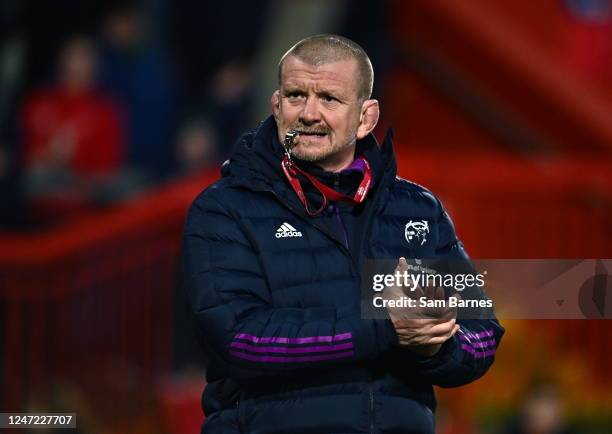 Limerick , Ireland - 17 February 2023; Munster head coach Graham Rowntree before the United Rugby Championship match between Munster and Ospreys at...