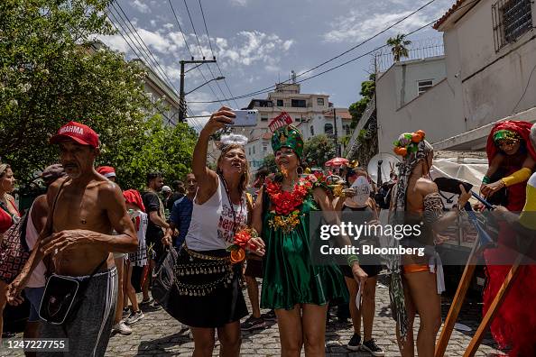 Block Parties Rio Revelers at a bloco street party during Carnival celebrations in Rio ...