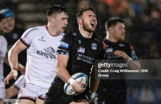 Warriors' Ollie Smith looks frurated as play is stopped during a BKT United Rugby Championship match between Glasgow Warriors and Ulster at Scotstoun...