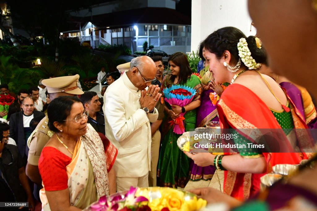 Newly-appointed Governor of Maharashtra Ramesh Bais being given a ...