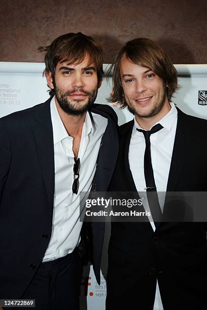 Actors Rossif Sutherland and Angus Sutherland attend the premiere of "I'm Yours" at the Isabel Bader Theatre during the 2011 Toronto International...