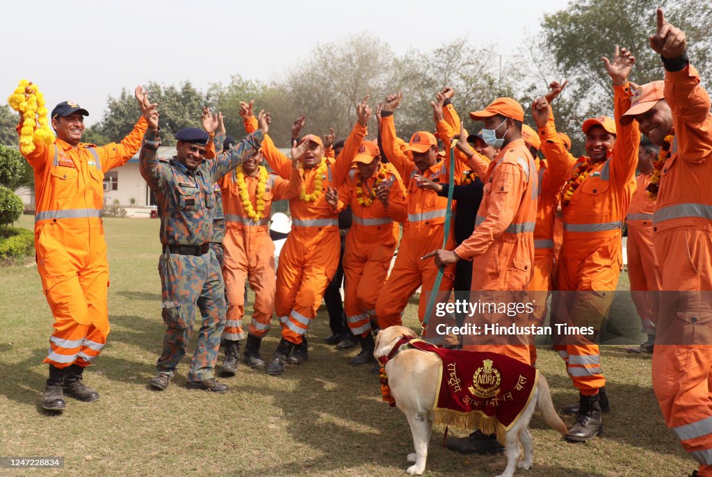 Ndrf While Rescuing India's NDRF personnel were warmly welcomed after they returned from ...