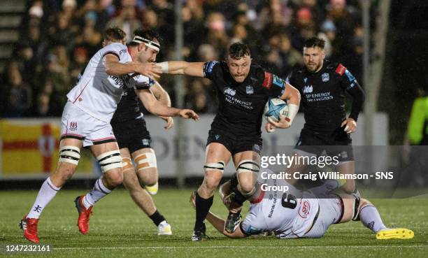 Glasgow Warriors' Jack Dempsey during a BKT United Rugby Championship match between Glasgow Warriors and Ulster at Scotstoun Stadium, on February 17...