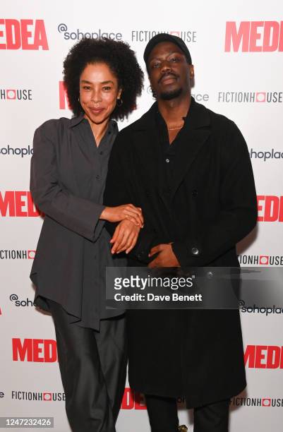 Sophie Okonedo and Ryan Calais Cameron attend the opening of "Medea", starring Sophie Okonedo and Ben Daniels and directed by Dominic Cooke, at new...