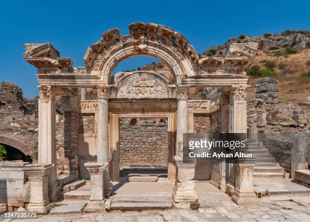 the ephesus ancient city in selcuk district of izmir province, turkey - ephesus stock pictures, royalty-free photos & images