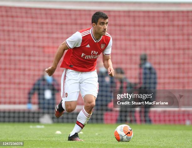 Sokratis of Arsenal during a friendly match between Arsenal and Charlton Athletic at Emirates Stadium on June 06, 2020 in London, England.