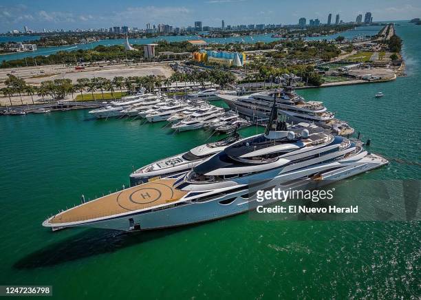 Hereâs Ahpo, a superyacht measuring 378 feet and built by LÃ¼rssen in 2021, docked at Island Gardens Marina. Itâs for sale for $352 million by the...